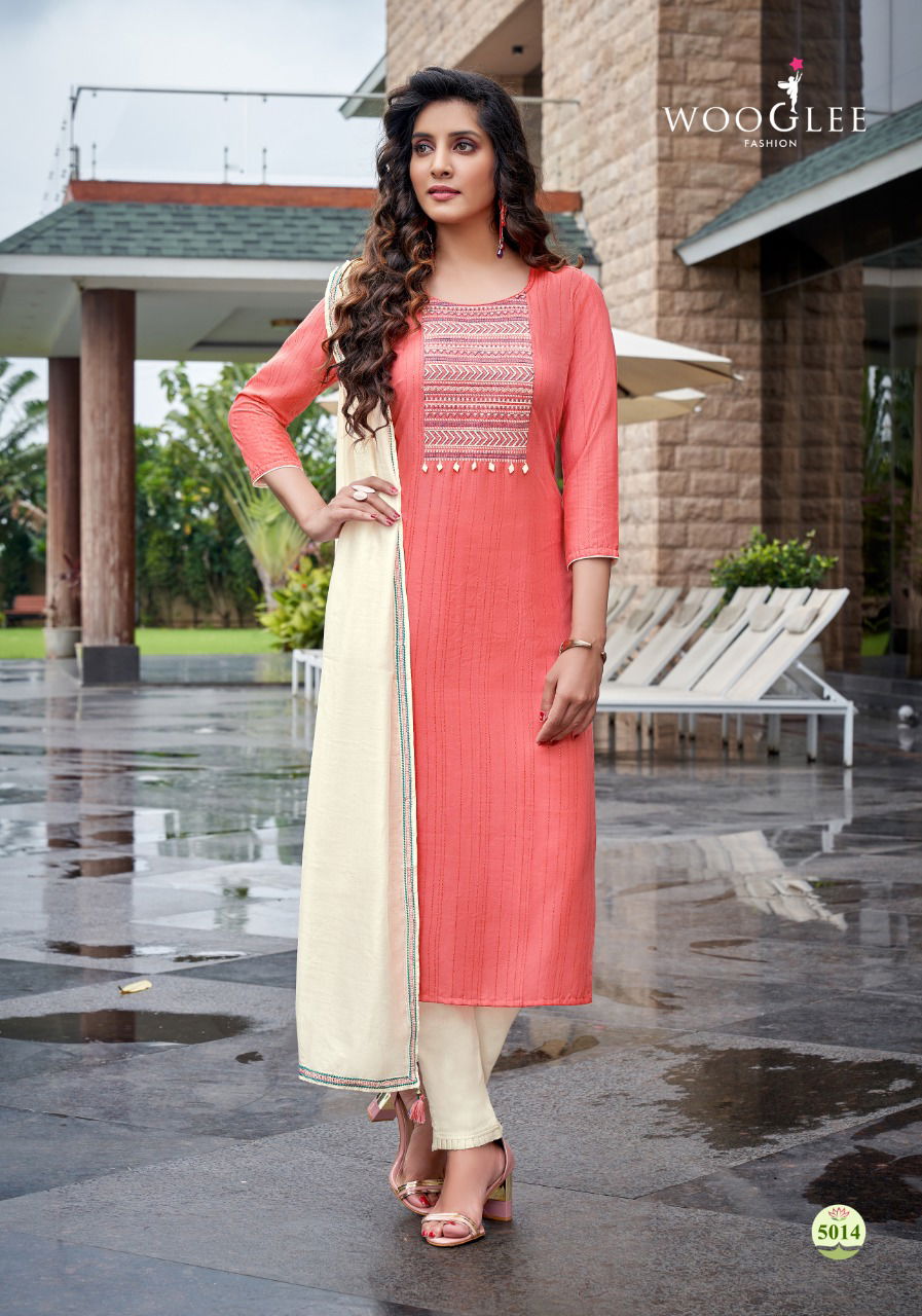 Wooglee Destiny 2 Festive Wear Heavy Fancy Viscose Weaving With Lurex Kurti With Botton And Dupatta